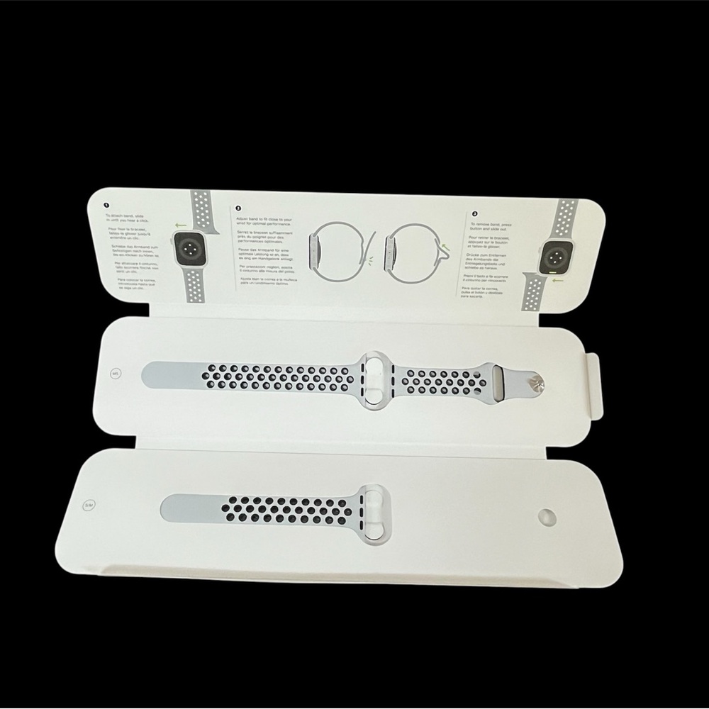 Nike Sport Band in Pure Platinum and Black - Picture 3 of 5